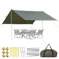 10X9FT Tent Tarp with 2 Aluminum Poles Waterproof&Lightweight Camping Tarp Sun Shelterï¼ŒMuitifunctional Hammock in Camping Hiking Backpacking Gardenï¼ŒBeach and Traveling (10 * 9FT)
