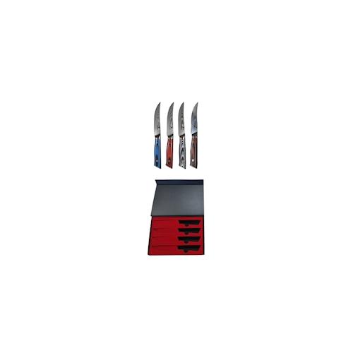 WOLFCUT – Damaskus Steakmesser-Set 4-tlg. 67-lagiger Damaszenerstahl mit Geschenkbox