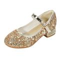 Toddler Little K id Girls Dress Pumps Glitter Sequins Princess Low Heels Party Dance Shoes Rhinestone Sandals Toddler Girl Size 8 B aby Girl Sandals Size 5