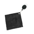 Golf Ball Towel Golf Club Head Cleaner Small Size Square with Retractable Keychain Buckle Wipe Golf Ball Cleaning Towel Golf Ball Cleaner Black