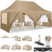 COBIZI 10x20ft Pop Up Canopy Tent with 6 Removable Sidewalls Easy Up Commercial Canopy Waterproof and UV50+ Gazebo with Portable Bag Adjustable Leg Heights Party Tents for Parties