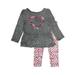 Toddler Girls Gray & Pink Floral Heart Valentines Day Top & Legging Outfit 2T