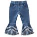 Quealent New Baby Clothes Girl Trousers Kids Children Jeans Girls Flare Baby Pants Tassel Pants Girls Pants Girls 6t Denim Girls Pants Blue 4-5 Years