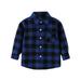 TOWED22 Toddler Baby Boy Girl Plaid Top Button Flannel Shirts Autumn Winter Outfits for Kids(Blue 12-18 M)