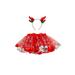 Sunisery Kids Girl Princess Skirt Outfit Baby Elastic Waist Christmas Print Tutu Skirt with Elk Headband Set