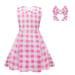 Penkiiy Pink Dress Girls Pink Cosplay Costume Dress Halloween Birthday Party Costumes With Accessories 3-12 Years Toddler Kids Baby Girls Dress