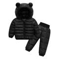 Fall Savings! 2023 Itsun Baby Outfit Sets Bear Newborn Baby Girls Fleece Outerwear Jacket Toddler Winter Coat Infant Clothes Sets Black 4-5 Years