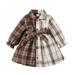 Kucnuzki Infant Baby Girl Clothes 18 Months Fall Winter Dress 24 Months Long Sleeve Lattice Patchwork Button-Up Lapel Shirtdress Black