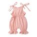 Summer 1 Piece Outfit B aby Girls Boys Cotton Linen Romper Jumpsuit Sleeveless Halter Solid Playsuit Harem Pants Clothes B aby Dresses 3 Months Western B aby Clothes