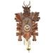 Kuckulino Black Forest Clock Black Forest House with quartz movement and cuckoo chime 5 leaves head of a deer TU 2051 PQ