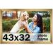 43X32 Frame Bronze Picture Frame - Modern Photo Frame Includes UV Guard Front Acid Free Foam Backing Board Hanging Hardware Wood Wall Frames For Family Photos - No Mat