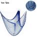 Nautical Fish Net Wall Decor Mediterranean Style Home Decorative Navy Blue Fishing Net Ornaments Ocean Fish Netting Wall Hanging with Shells Nature Beach Theme Party Accessory Blue1*2m