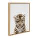 Kate and Laurel Sylvie Baby Tiger Color Illustration Framed Canvas Wall Art by Simon Te of Tai Prints 18x24 Natural Adorable Animal Art for Wall