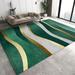 Retro Style Dark Green Gold Geometric Area Rugs Light Luxury Emerald Green Stripe Art Home Decor Rug Non-Slip Machine Washable Large Carpet For Living Dining Dorm Room Bedroom Decor 3 x 4