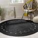 Handmade Braided Natural Pure Jute Black Color Tikki Round Rugs Size 6 x 6 Feet Round