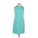 Karl Lagerfeld Casual Dress - Sheath High Neck Sleeveless: Green Solid Dresses - Women's Size 4