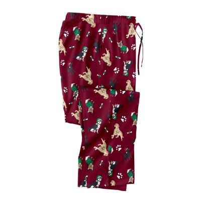 Men's Big & Tall Flannel Novelty Pajama Pants by KingSize in Holiday Dogs (Size 6XL) Pajama Bottoms