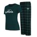 Women's Concepts Sport Green/Black New York Jets Arctic T-Shirt & Flannel Pants Sleep Set