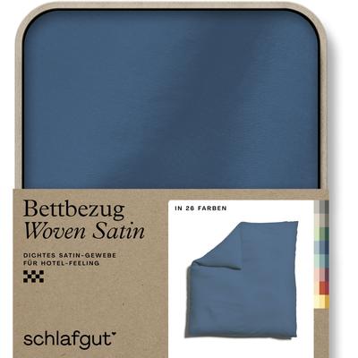 Bettbezug SCHLAFGUT "Woven Satin", blau (blau mid), B:200cm L:200cm, Mako-Satin, Obermaterial: 100% Baumwolle, Bettbezüge, besonders dicht gewebt, Mix & Match: passender Kissenbezug erhältlich Image