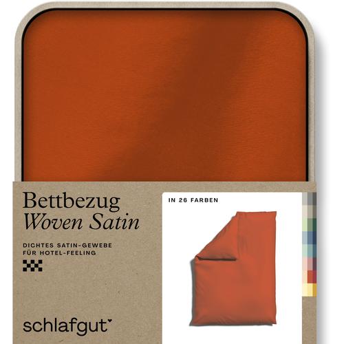 "Bettbezug SCHLAFGUT ""Woven Satin"" Bettbezüge Gr. B/L: 135-140 cm x 200 cm, rot (red mid) Mako-Satin-Bettwäsche"