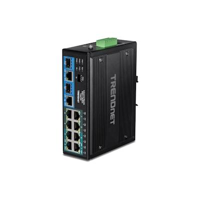 TRENDnet TI-BG104 10 Port Rail Switch, Industrial Gigabit PoE++ DIN-Rail Image