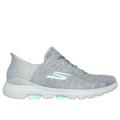 Skechers Women's Slip-ins: GO GOLF WALK 5 - Slip-Ins Shoes | Size 8.5 | Gray/Aqua | Textile/Synthetic