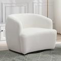 Barrel Chair - Willa Arlo™ Interiors Auxvasse 30"W Super Soft Oversize Velvet Swivel Barrel Chair Wood/Cotton/Fabric in White | Wayfair