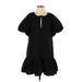Naya Rea Casual Dress - DropWaist Plunge Short sleeves: Black Print Dresses - Women's Size 8