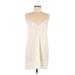 Halston Heritage Casual Dress - Shift Plunge Sleeveless: Ivory Print Dresses - Women's Size Small