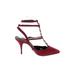 Schutz Heels: Strappy Stilleto Cocktail Party Red Print Shoes - Women's Size 7 1/2 - Pointed Toe