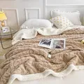 Couverture à carreaux en laine douce pour adultes et enfants couvre-lit en peluche épais chaud