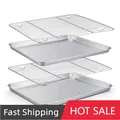 304 Stainless Steel Food Storage BBQ Tray With Cooling Rack BBQ Grid Bakeware Nonstick Cake Pan