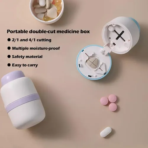 Tragbare 2-in-1 Pille Box Mit Pille Cutter Für Schneiden Kleine Pillen Oder Große Pillen In Halb &