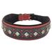 BlazingPaws Darlington 2 inch Wide Luxury Leather Dog Collar for Large Dogs Red/Black Handmade Soft Suede Padded Crystal Stud Fancy Western Design (L: Neck Size 15-19 Red/Black)