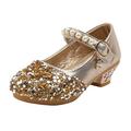 Girls Dress Shoes Princess High Heel Glitter Dance Shoes Wedding Party Sandals for Toddler Little Girl with Crystal