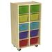 Childcraft Mobile Cubby Unit with Locking Casters 10 Translucent Color Trays 19-1/2 x 14-1/4 x 36 Inches
