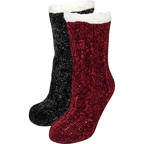 Kuschelsocken CAPELLI NEW YORK rot (bordeaux-schwarz) Damen Socken mit Antirutsch-Noppen