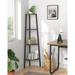 Corner Bookshelf Corner Shelf Standing Corner Storage Shelf Stand Shelving Unit Display Rack for Bedroom Living Room Office Kitchen Rustic Brown 4 Tier