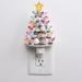 Ceramic Christmas Tree Night Light - Plugin Christmas Tree with Lights - Lighted Ceramic Tree - Mini Christmas Tree Decorative Night Light (Silver Christmas Tree)