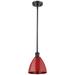 Plymouth Dome 7.5" Wide Matte Black Stem Hung Pendant w/ Red Shade