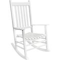 Rocking Chair-Wooden Chair Indoor & Outdoor Fade-Resistant Rocker with 350lbs Weight Capacity All Weather Porch Rocker for Garden Lawn Balcony Backyard and Patio Porch Rocker 1 White