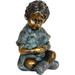 Garden Sculpture Faux Bronze Boy and Dog Garden Statue Outdoor Garden Decoration 6 x 10.5 Inch