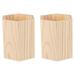 2 Pcs Single Compartments Wooden Container Pen Holder Office Organizer Unfinished Solid Color Case Pot for Home Office DIY Graffiti (Hexagon Tube)