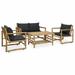 Irfora 4 Piece Patio Set with Cushions Bamboo