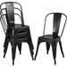 18 Inch Classic Iron Metal Dining Chair Indoor-Outdoor Use Chic Dining Bistro Cafe Side Barstool Bar Chair Coffee Chair Set Of 4 Black