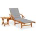 Irfora Patio Sun Lounger with Table and Cushion Solid Acacia Wood