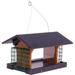 Amish-Made Deluxe Hanging Feeder with Suet Holders Eco-Friendly Lumber (Black/Cedar)