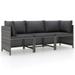 Irfora 3-Seater Patio Sofa with Cushions Gray Poly Rattan