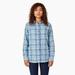 Dickies Women's Plaid Flannel Long Sleeve Shirt - Clear Blue/orchard Size XL (FL075)