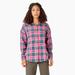 Dickies Women's Long Sleeve Flannel Shirt - Rosebud Dark Teal Plaid Size L (FLR52)